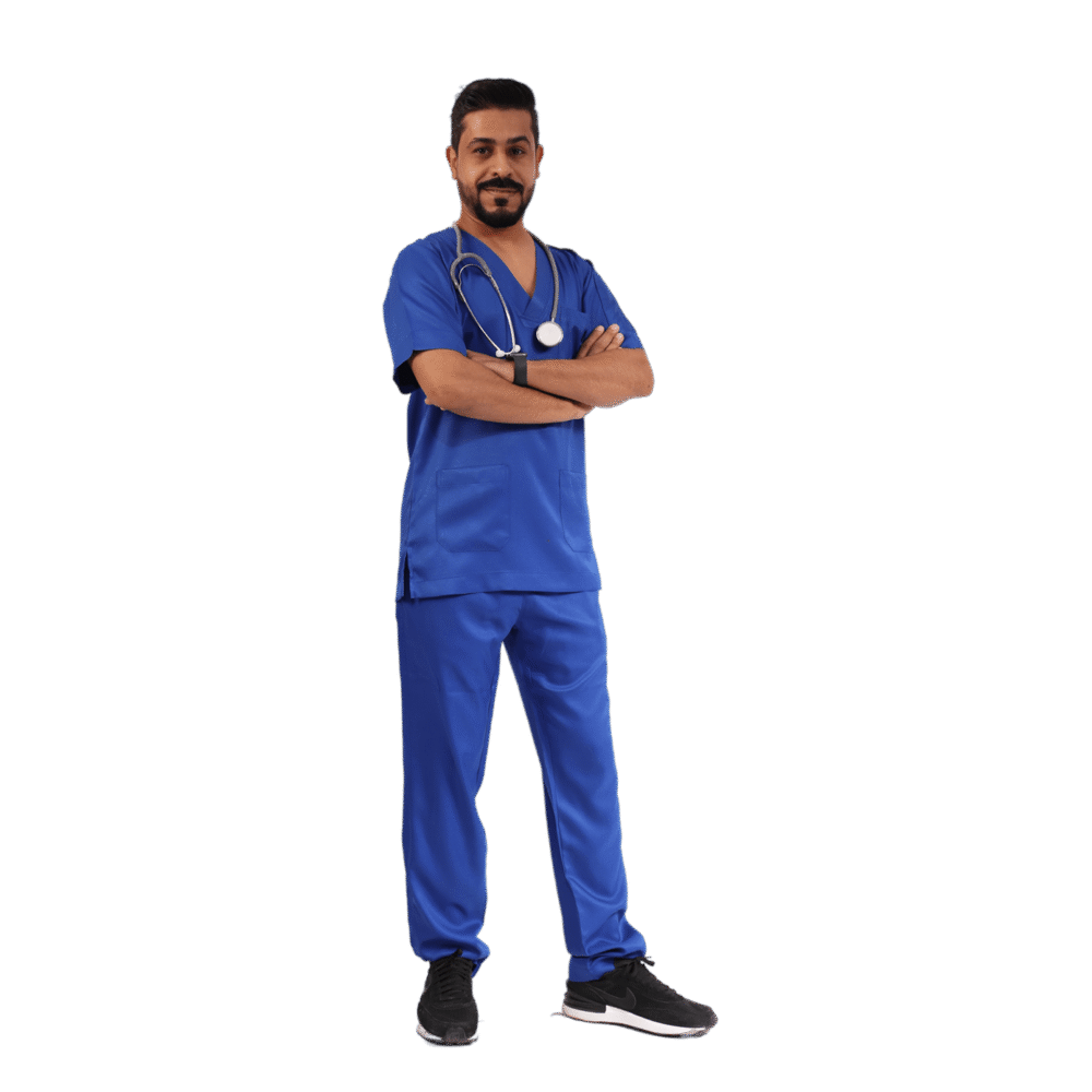 ⁦يونيفورم طبي رجالي باللون الازرق الملكي قطعتين- كود 563⁩ - الصورة ⁦10⁩