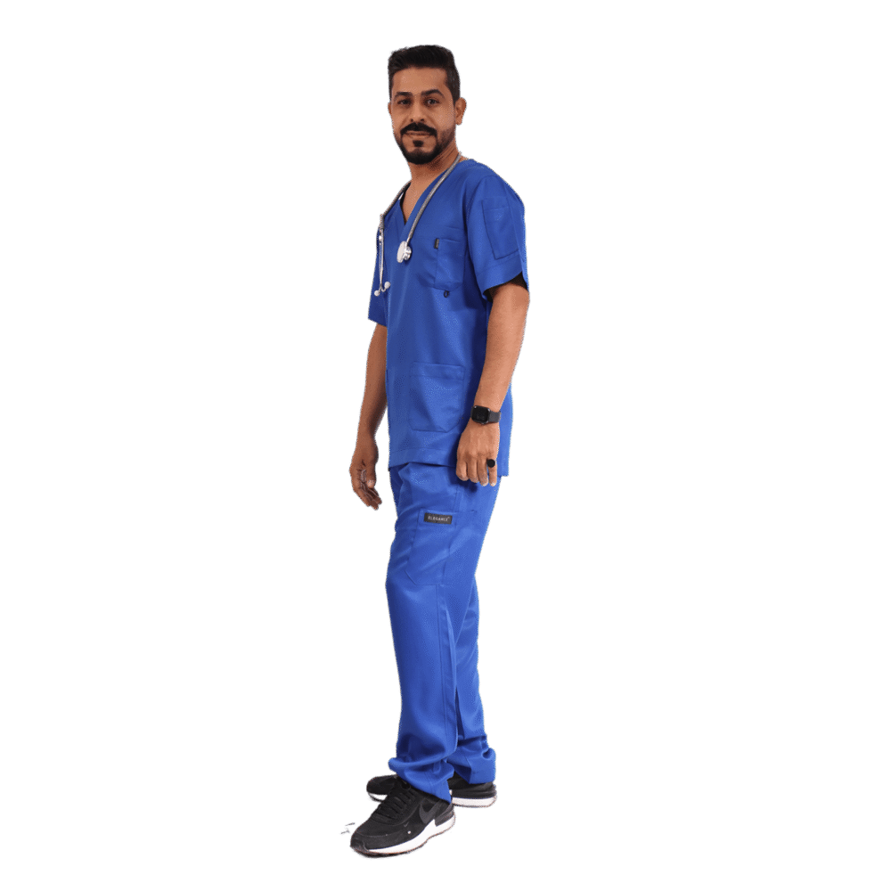 ⁦يونيفورم طبي رجالي باللون الازرق الملكي قطعتين- كود 563⁩ - الصورة ⁦11⁩