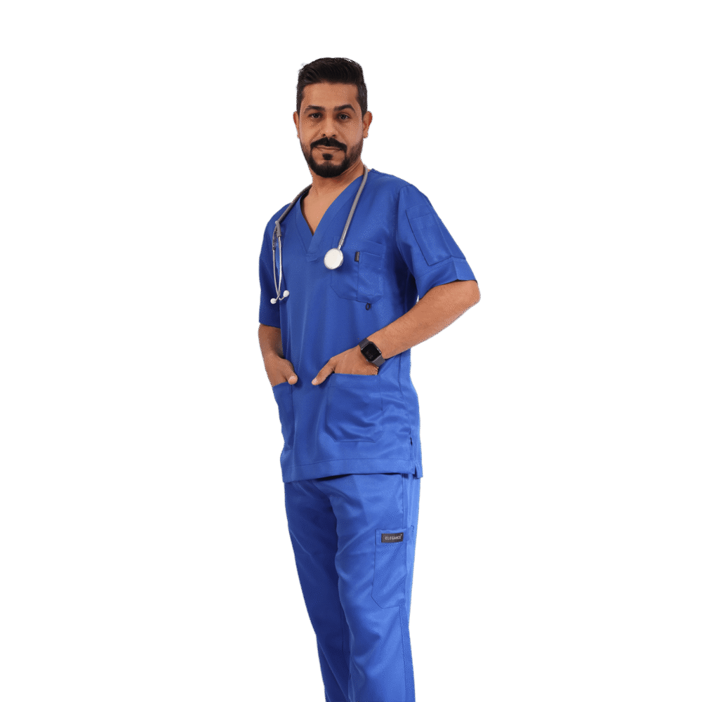 ⁦يونيفورم طبي رجالي باللون الازرق الملكي قطعتين- كود 563⁩ - الصورة ⁦5⁩
