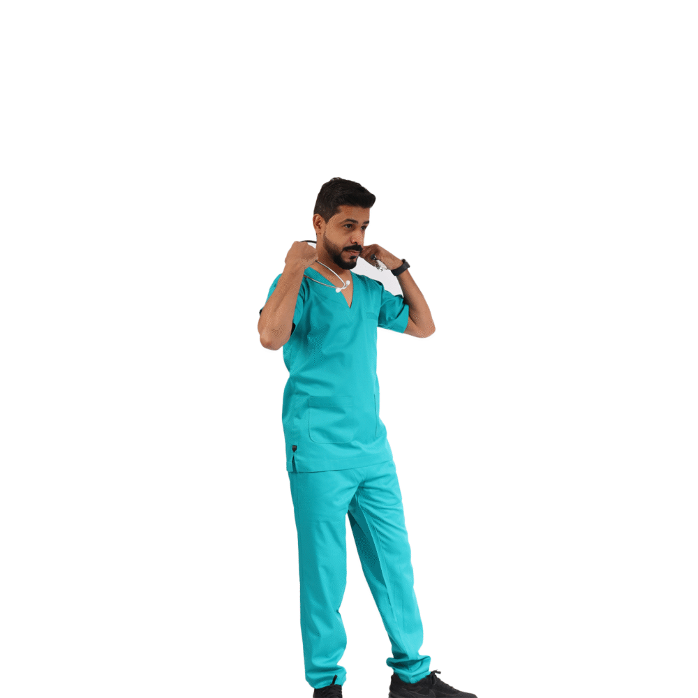 ⁦سكراب طبي تركوازي رجالي قطعتين- كود 573⁩ - الصورة ⁦11⁩