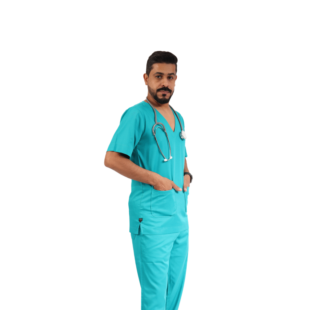 ⁦سكراب طبي تركوازي رجالي قطعتين- كود 573⁩ - الصورة ⁦2⁩
