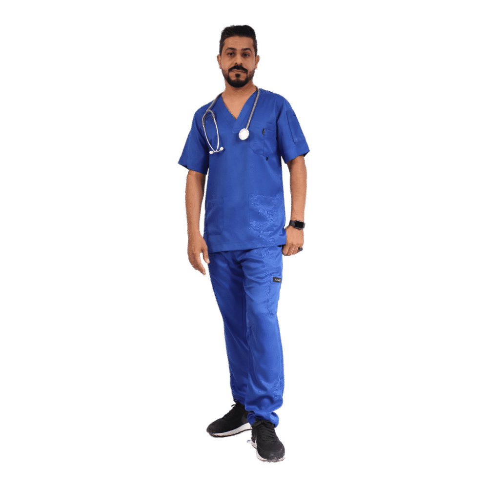 ⁦يونيفورم طبي رجالي باللون الازرق الملكي قطعتين- كود 563⁩ - الصورة ⁦7⁩