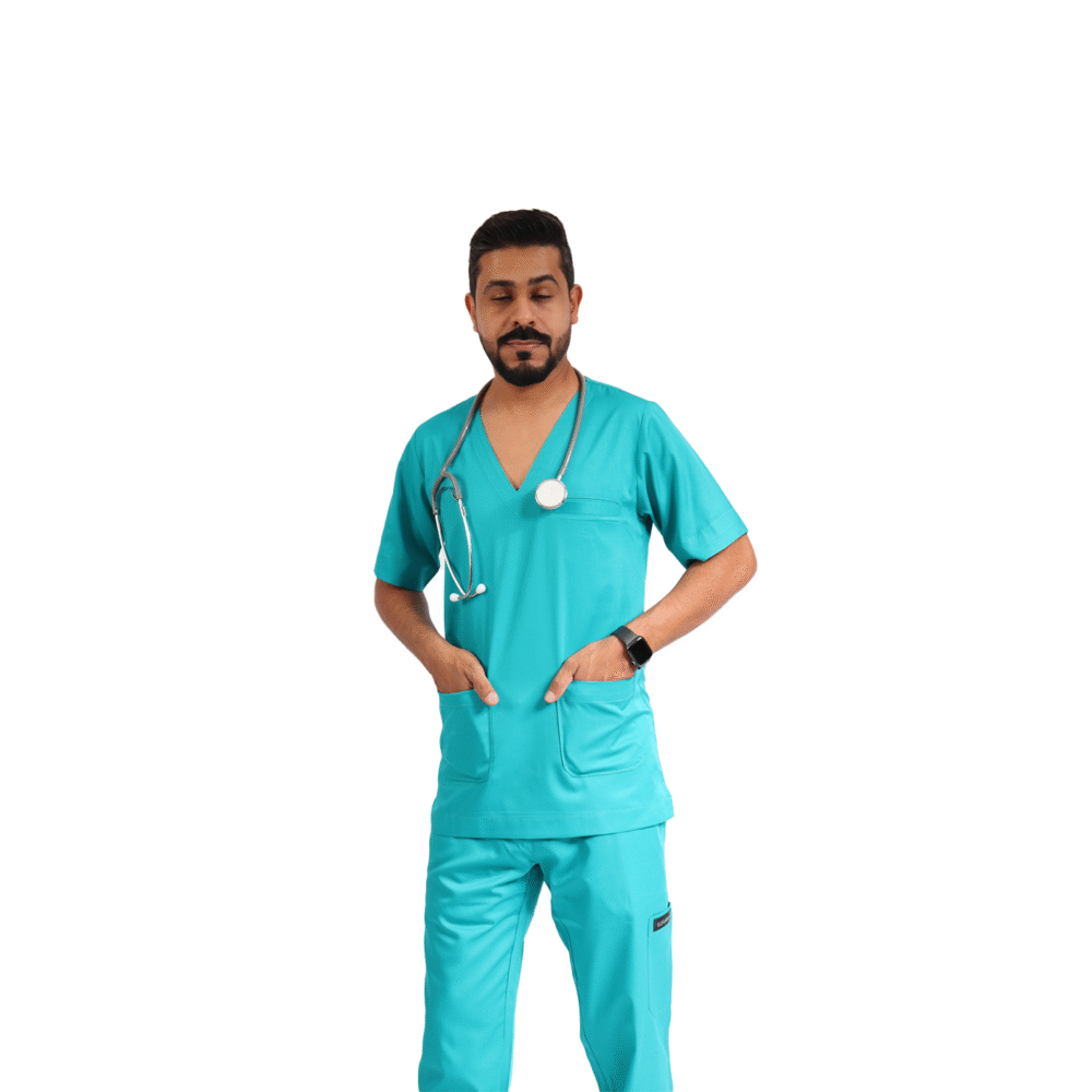 ⁦سكراب طبي تركوازي رجالي قطعتين- كود 573⁩ - الصورة ⁦10⁩