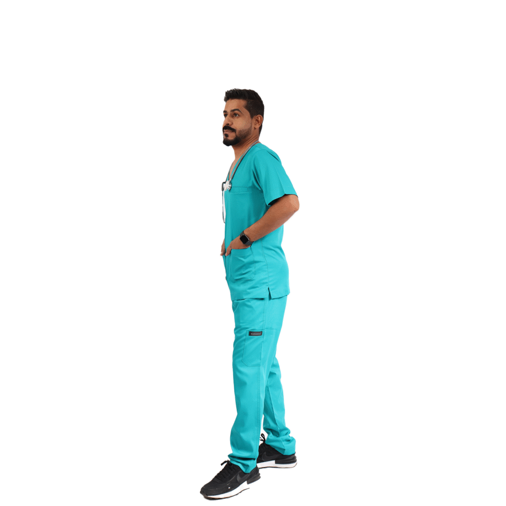 ⁦سكراب طبي تركوازي رجالي قطعتين- كود 573⁩ - الصورة ⁦5⁩