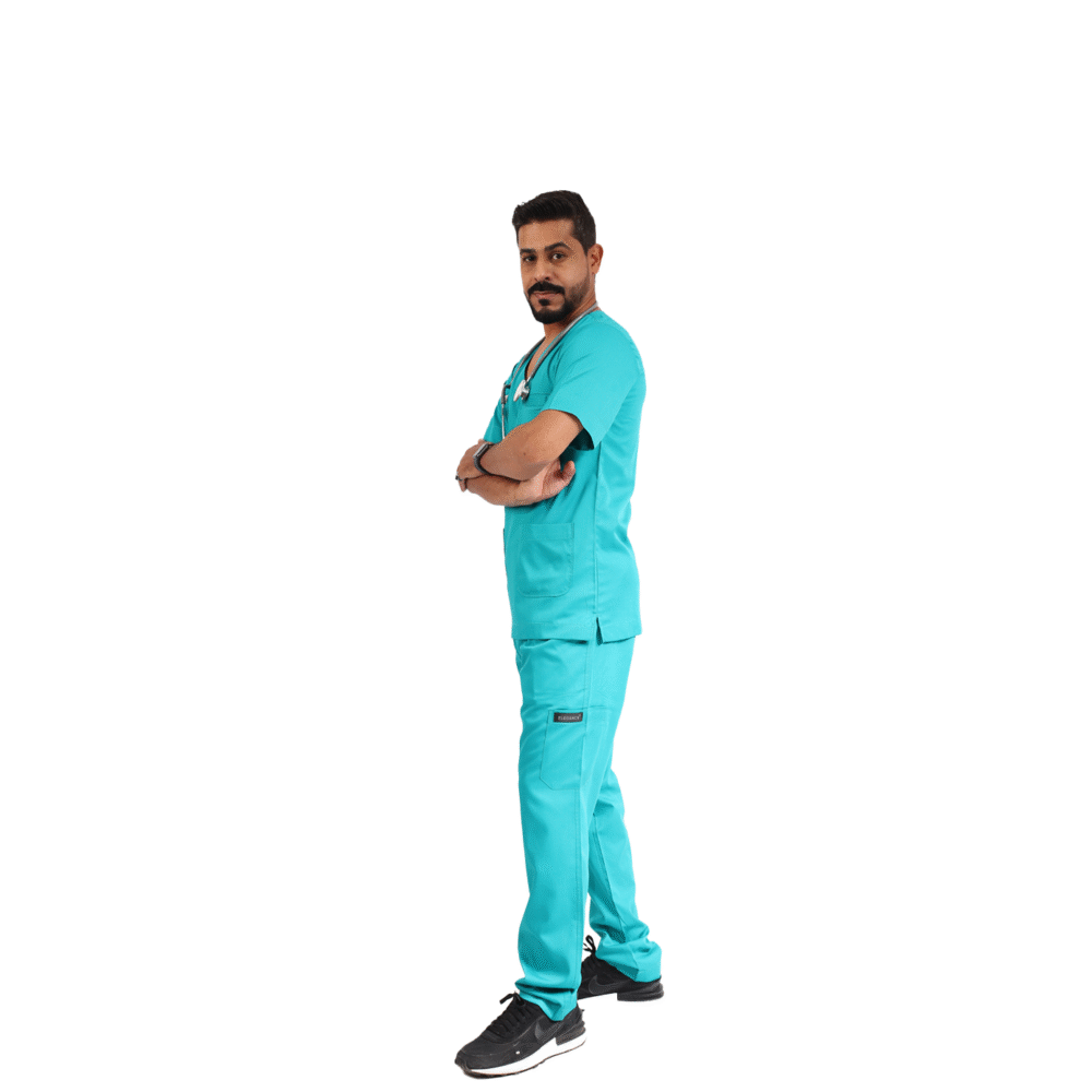 ⁦سكراب طبي تركوازي رجالي قطعتين- كود 573⁩ - الصورة ⁦6⁩