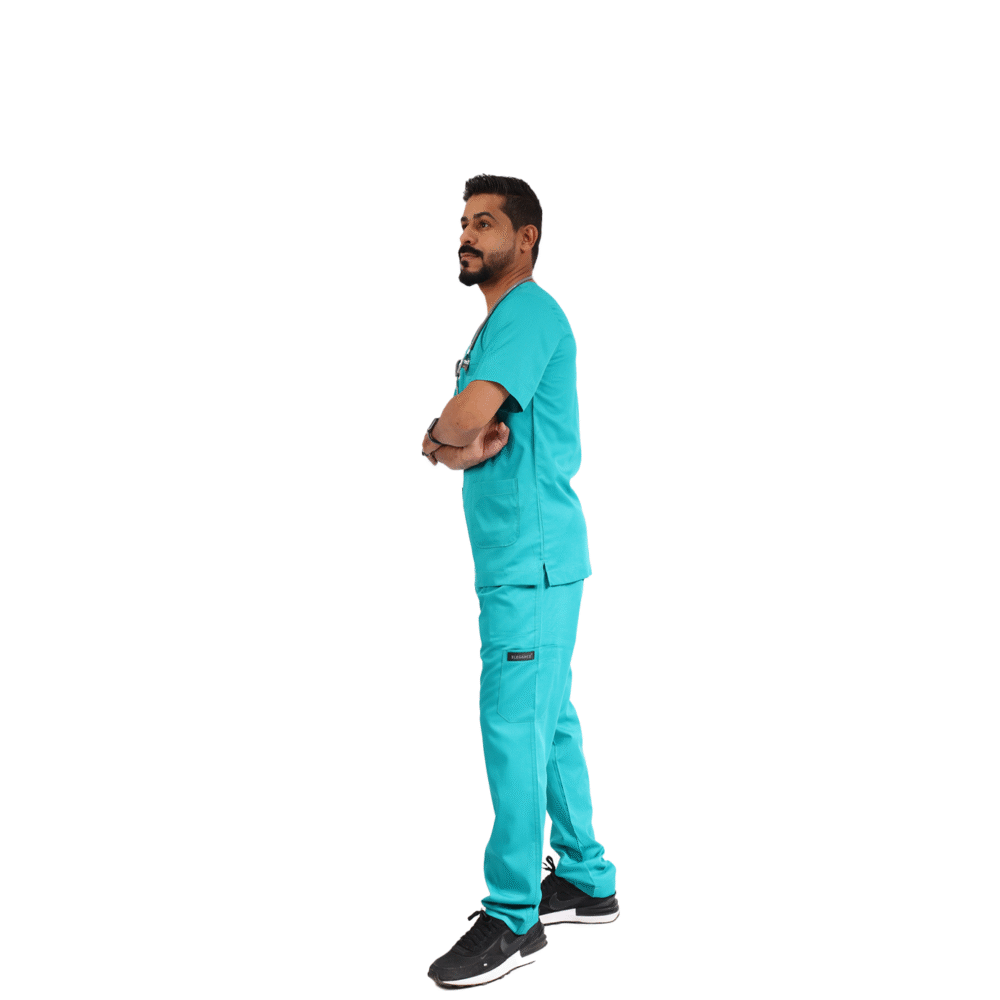 ⁦سكراب طبي تركوازي رجالي قطعتين- كود 573⁩ - الصورة ⁦7⁩