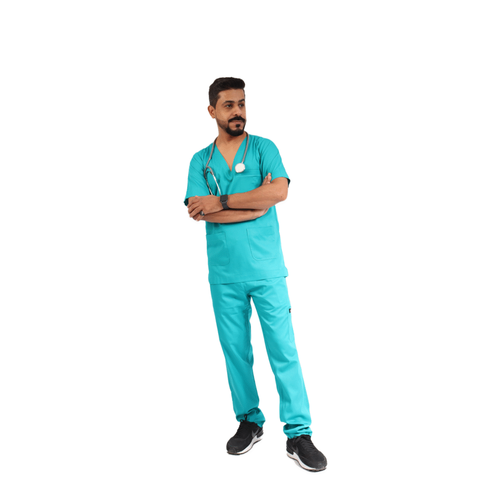 ⁦سكراب طبي تركوازي رجالي قطعتين- كود 573⁩ - الصورة ⁦8⁩