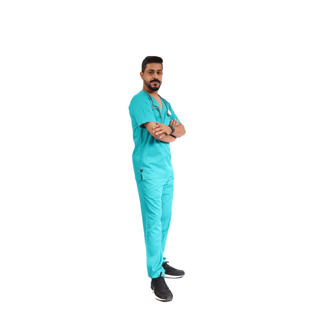 ⁦سكراب طبي تركوازي رجالي قطعتين- كود 573⁩ - الصورة ⁦9⁩
