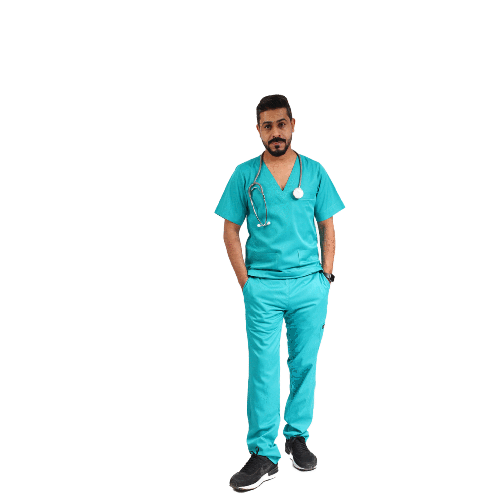 ⁦سكراب طبي تركوازي رجالي قطعتين- كود 573⁩ - الصورة ⁦4⁩