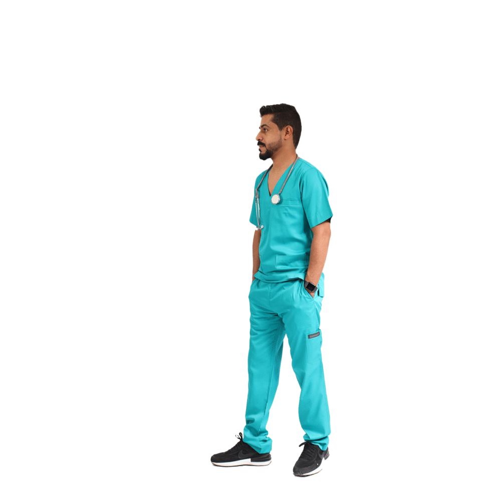 ⁦سكراب طبي تركوازي رجالي قطعتين- كود 573⁩ - الصورة ⁦3⁩
