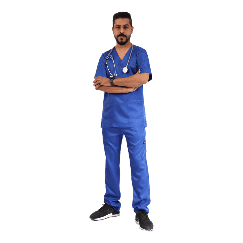 ⁦يونيفورم طبي رجالي باللون الازرق الملكي قطعتين- كود 563⁩ - الصورة ⁦8⁩