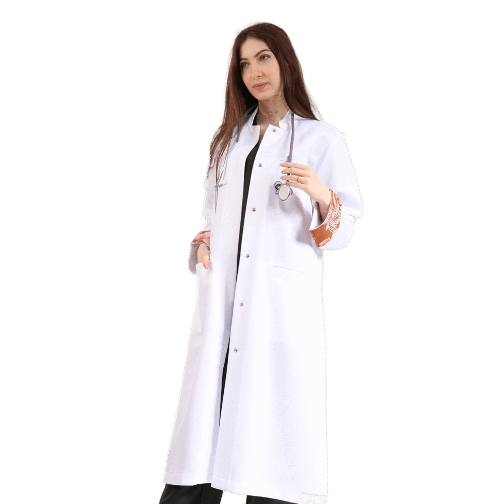 لاب كوت طبي طويل للنساء أبيض اللون- كود 610