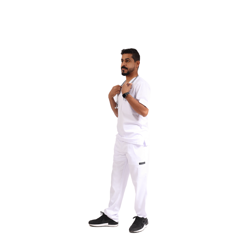 ⁦سكراب طبي ابيض رجالي قطعتين- كود 575⁩ - الصورة ⁦3⁩