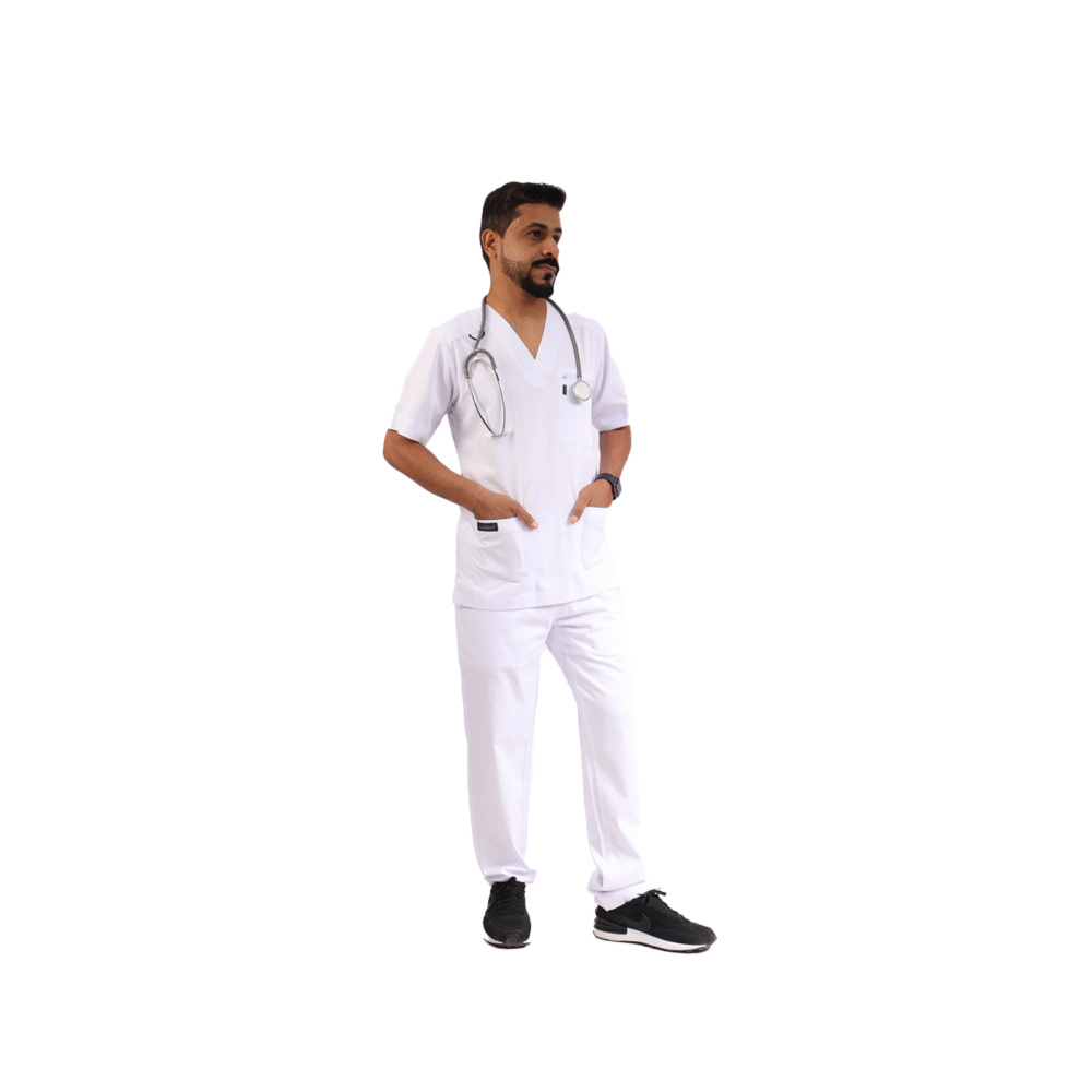 سكراب طبي ابيض رجالي قطعتين- كود 575