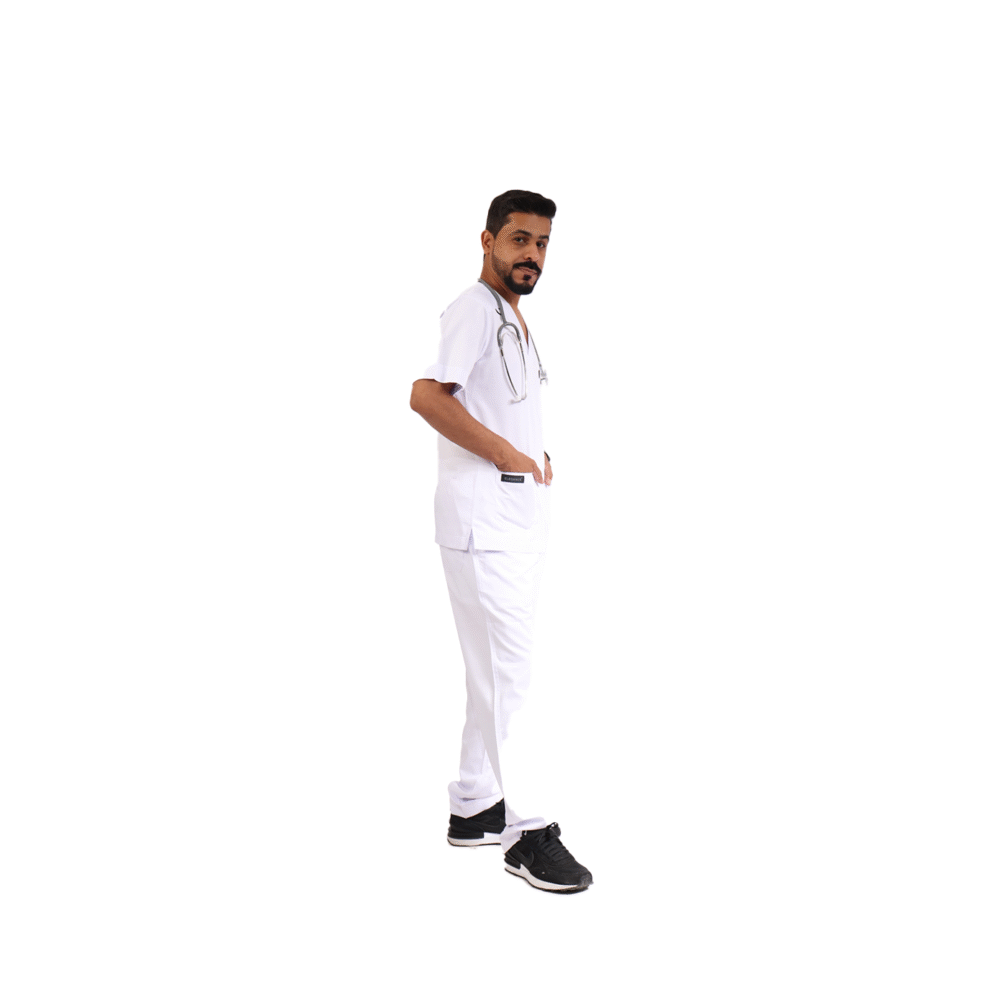 ⁦سكراب طبي ابيض رجالي قطعتين- كود 575⁩ - الصورة ⁦5⁩